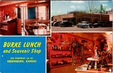 Postcard Burke Lunch and Souvenir Shop Hwy 54 Greensburg Kansas KS Cars Well picture