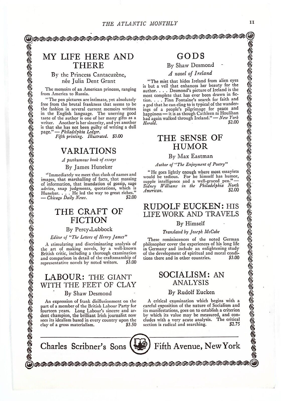 Charles Scribner\'s Sons Books Print Ad The Atlantic Monthly Magazine March 1922