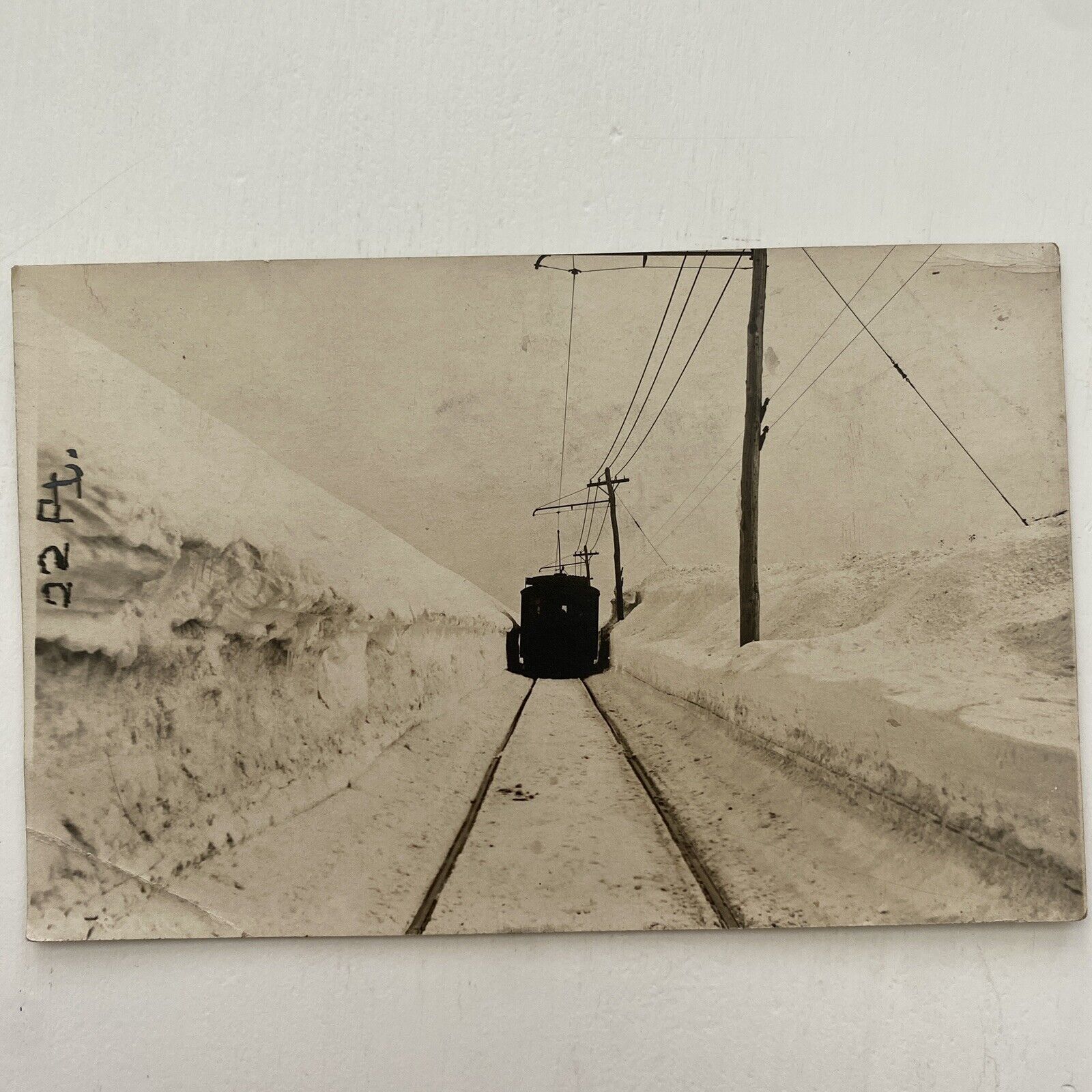 Antique Train In Snow RPPC Postcard W. H. Benedict Photographer Pittsfield, MA