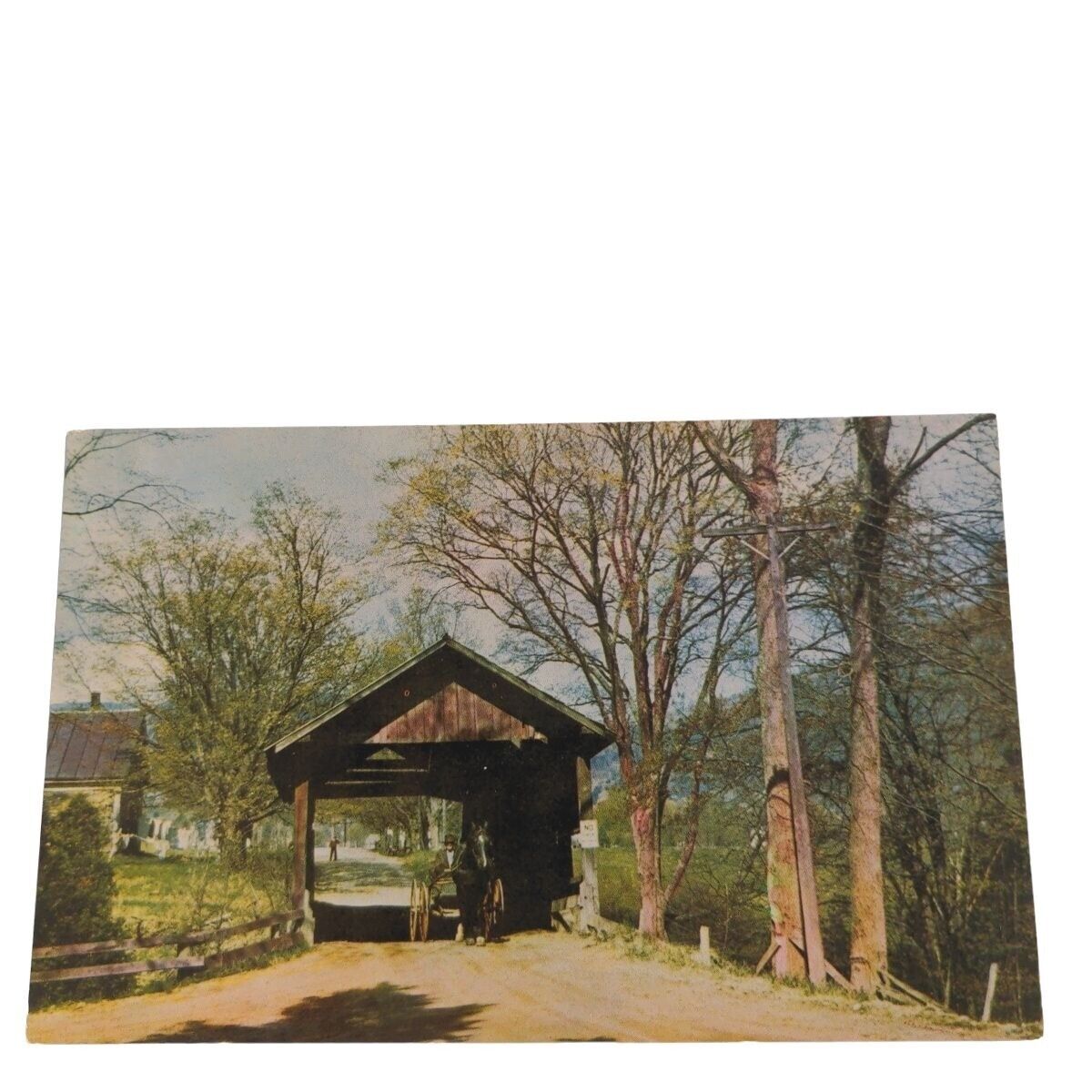 Postcard Historic Covered Bridge At Waitsfield Vermont Chrome Unposted