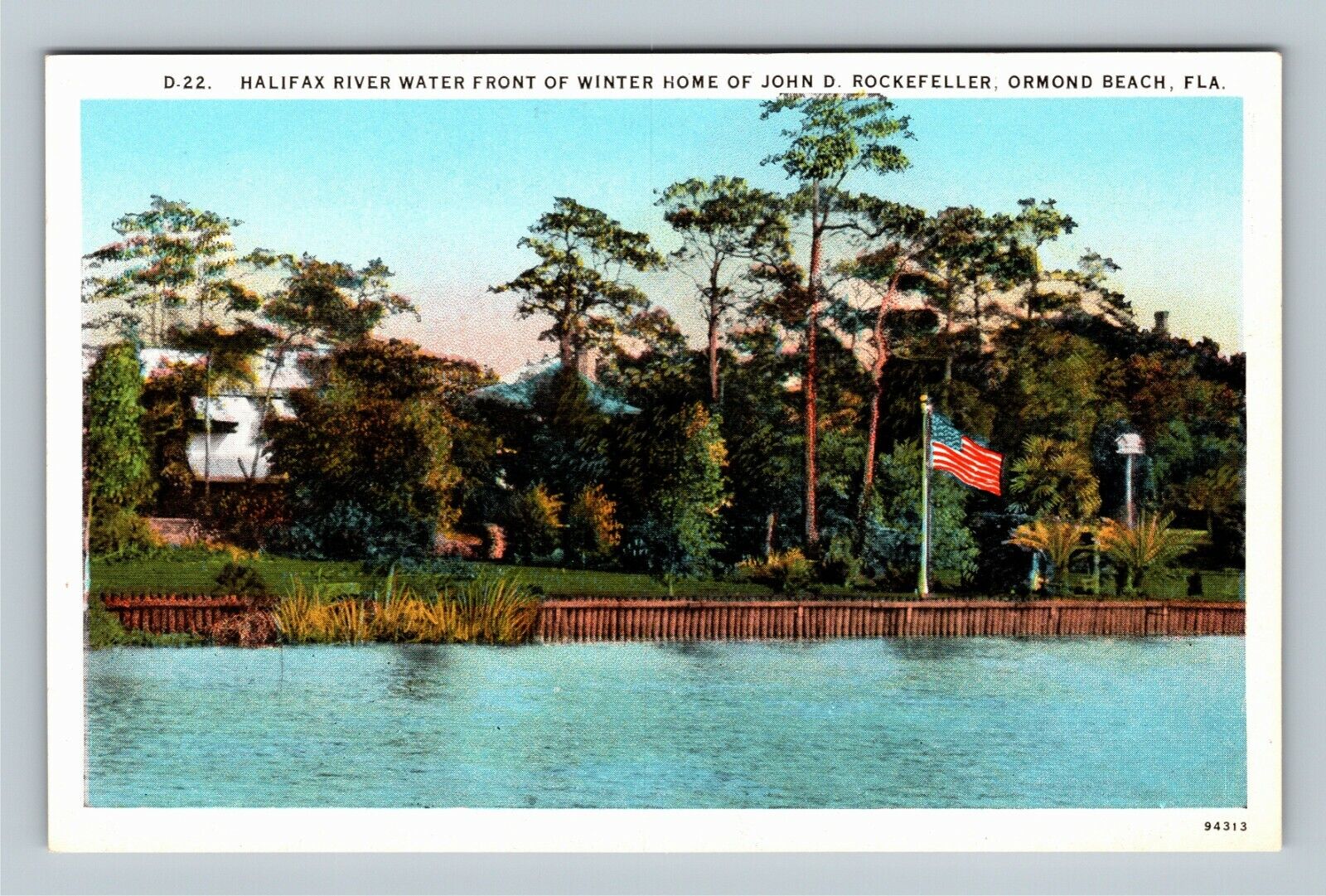 Ormond Beach FL Halifax River John D. Rockefeller Florida c1930 Vintage Postcard