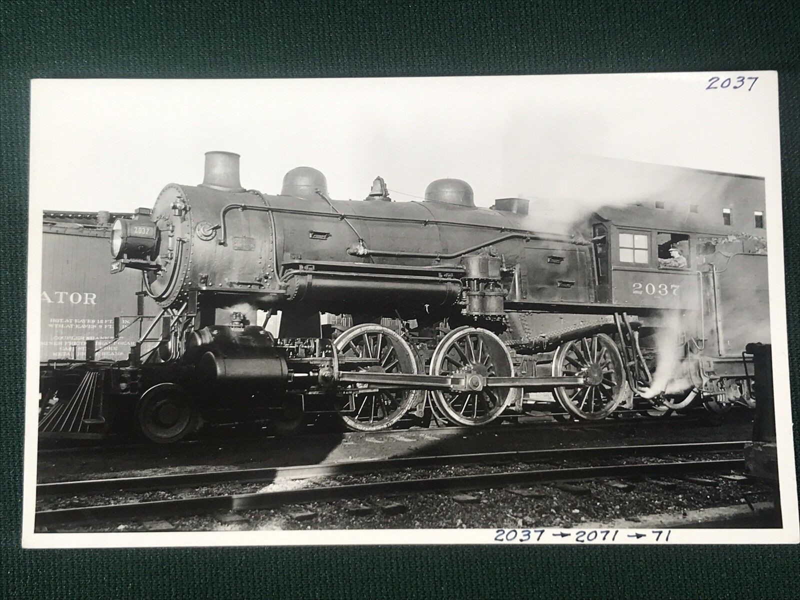 RPPC Real Photo Postcard Rutland Railroad Locomotive 2037 @ Alburgh Vermont