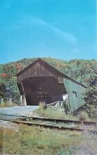 Vintage Postcard Railroad Covered Bridge Bartonsville Chester Vermont 1960s picture