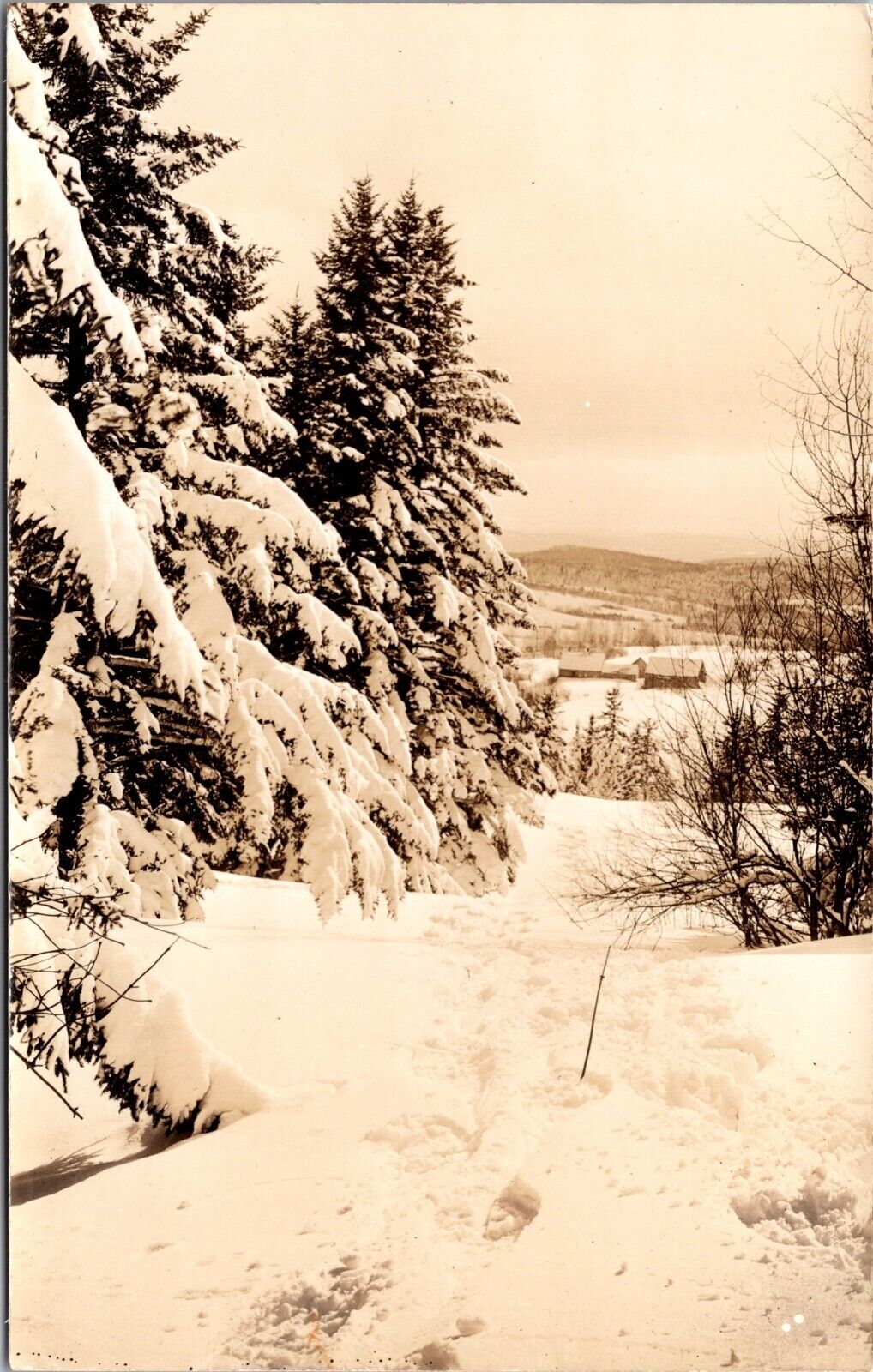 Two Real Photo Postcards Snowy Scene in Grafton, Vermont~3490