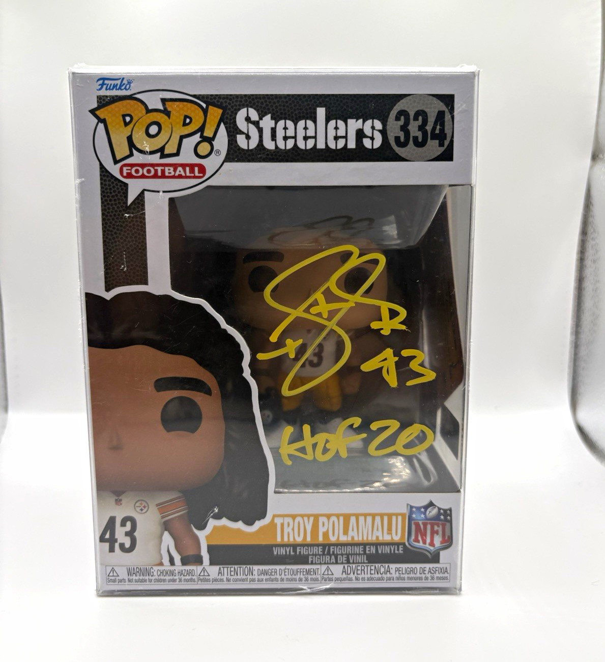 Funko Pop Football Troy Polamalu Steelers #334 Signed w/ Protector COA Funko Pop Football Troy Polamalu Steelers #334 Signed w/ Protector COA