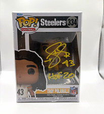 Funko Pop Football Troy Polamalu Steelers #334 Signed w/ Protector COA picture