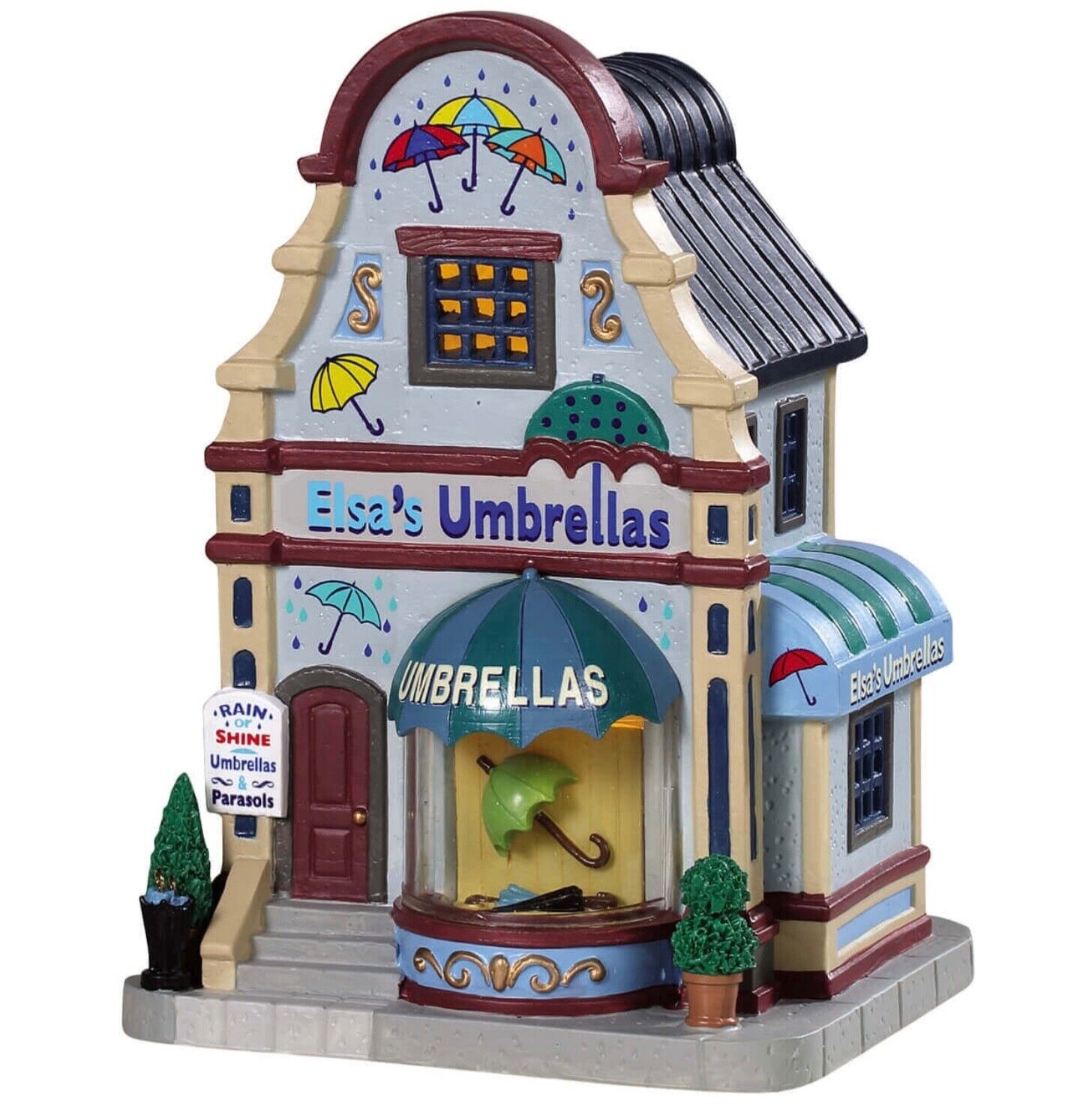 Lemax Village Collection Elsa's Umbrellas #95496 Lighted Building Brand New