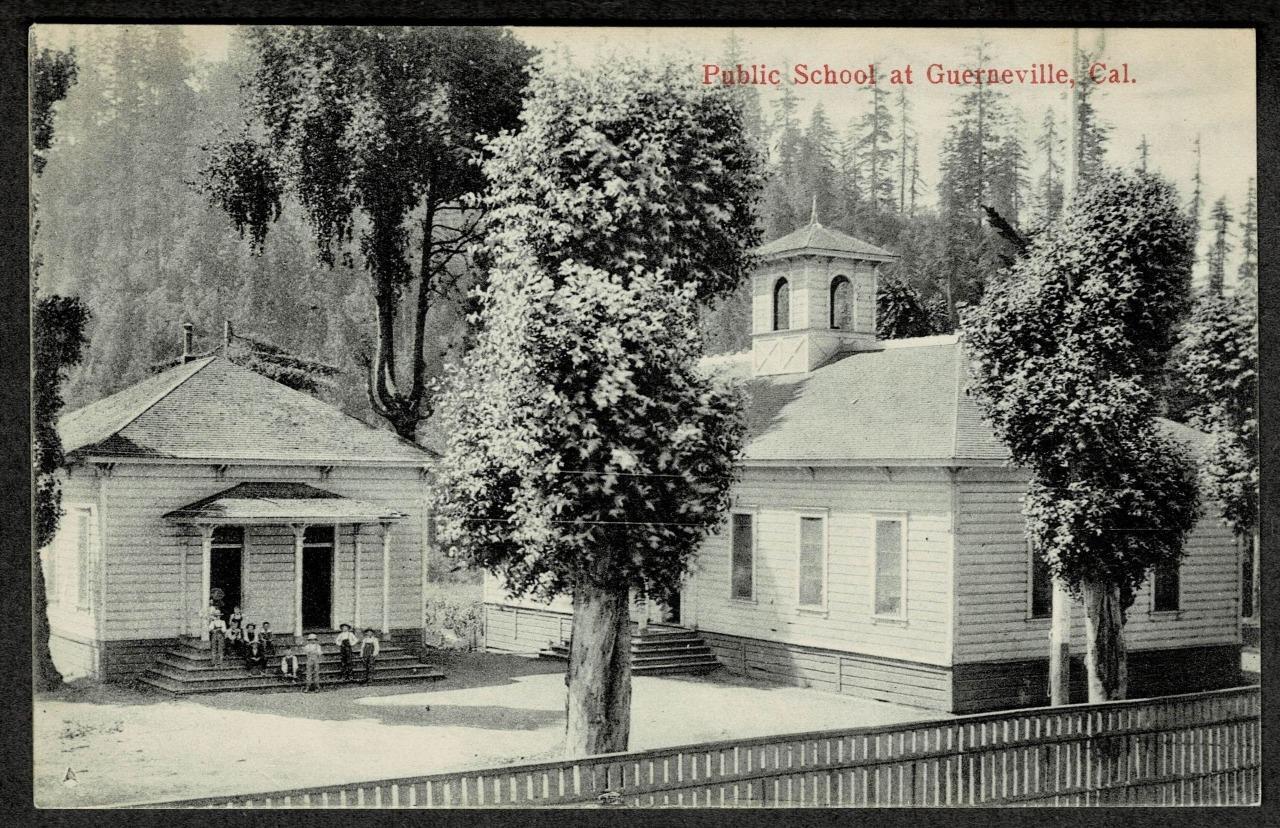 Public School at Guerneville California Schoolhouse Postcard 1910