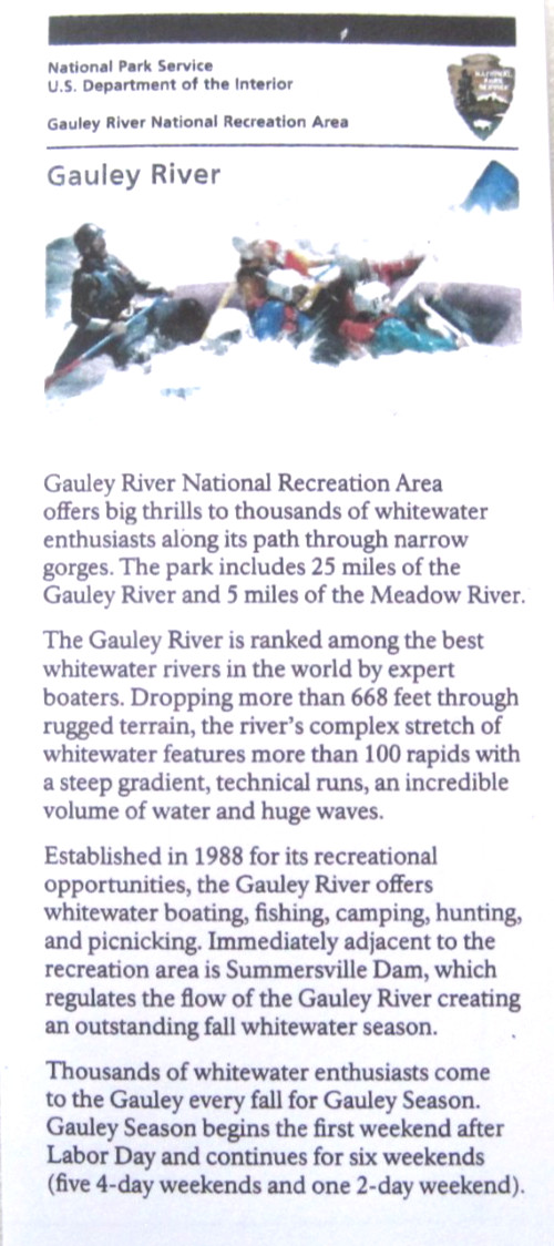 Gauley River National Recreation Area National Park Service Unigrid Brochure Map Gauley River National Recreation Area National Park Service Unigrid Brochure Map