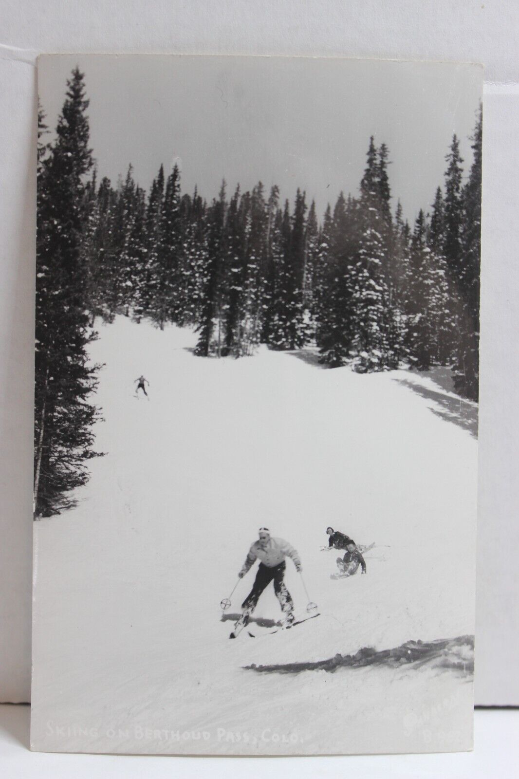 Skiing at Berthoud Pass, Colorado, Sanborn RPPC