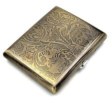 Victorian Style Cigarette Metal Case Double Sided King & 100s Leafy Pattern L_AB picture