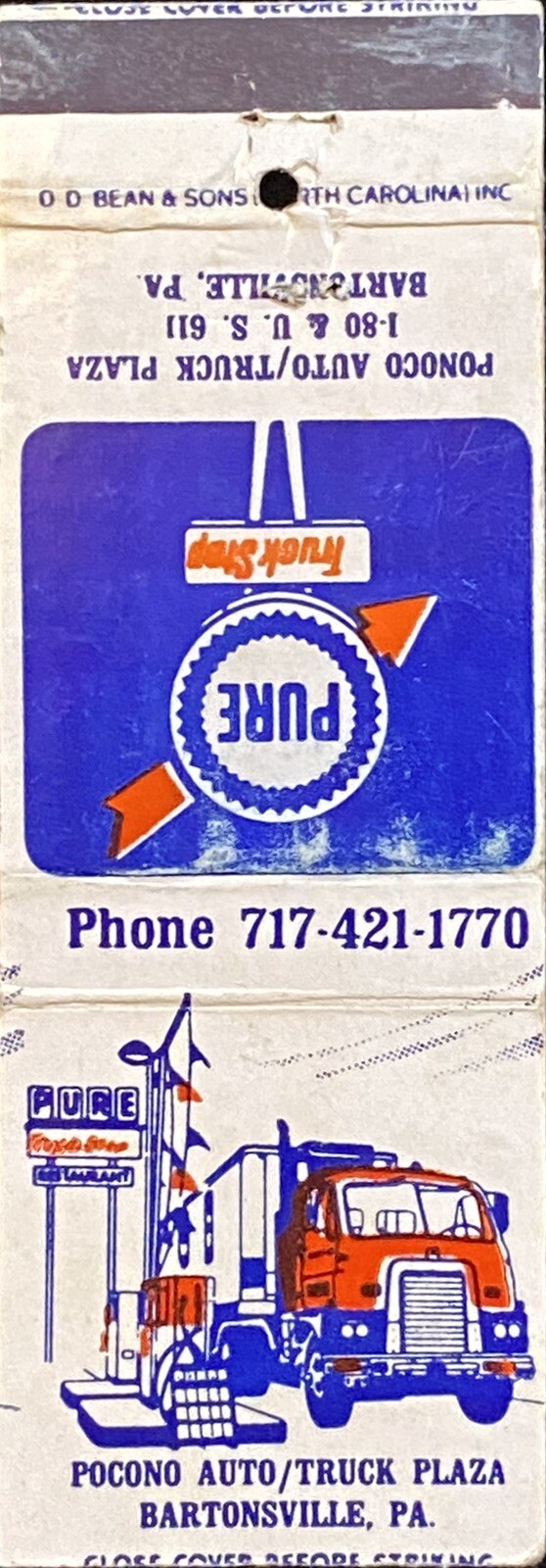 POCONO Auto Bartonsville Pennsylvania Vintage Front-striker Matchcover B-3938 POCONO Auto Bartonsville Pennsylvania Vintage Front-striker Matchcover B-3938