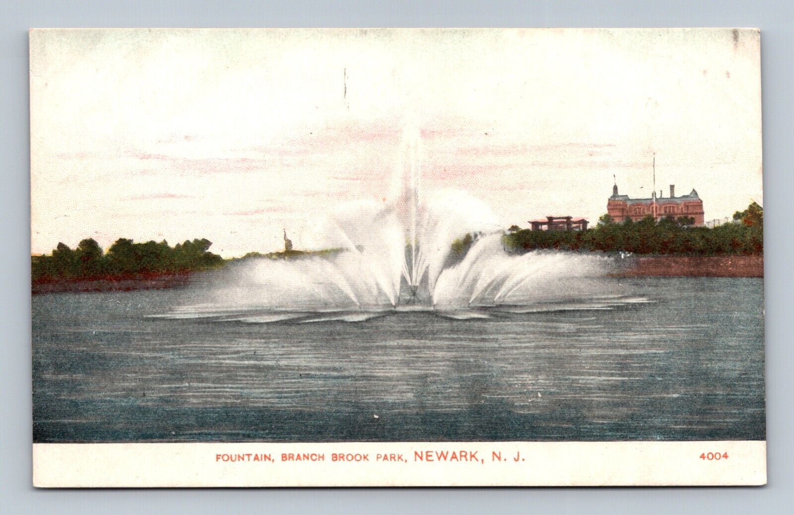 Newark, NJ Fountain in Branch Brook Park New Jersey Postcard