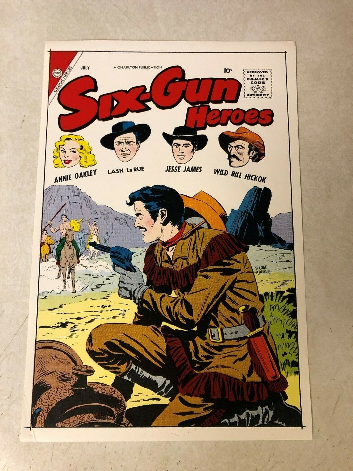 SIX GUN HEROES #47 Art Approval Cover Proof 1958 OAKLEY Jesse James HICKOK