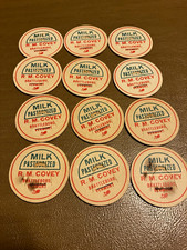 R. M. Covey Brattleboro VT Dairy Pasteurized Milk Bottle Caps Lot of 12 picture