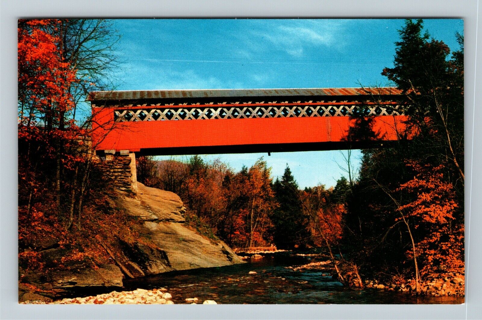 East Arlington, VT-Vermont, Old Covered Chiselville Bridge, Chrome Postcard