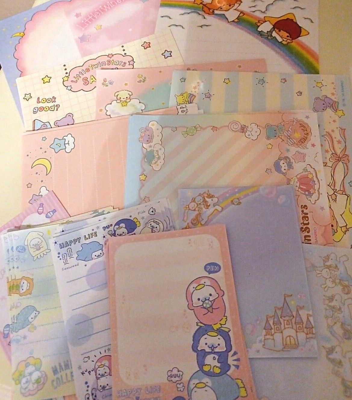 MIXED LOT 70 Sheets Sanrio Little Twin Stars Mamegoma San X Kawaii Memo Sheets
