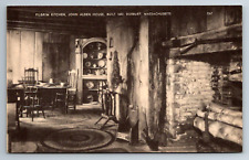 Pilgrim Kitchen John Alden House Duxbury Massachusetts MA Collotype Vtg Postcard picture