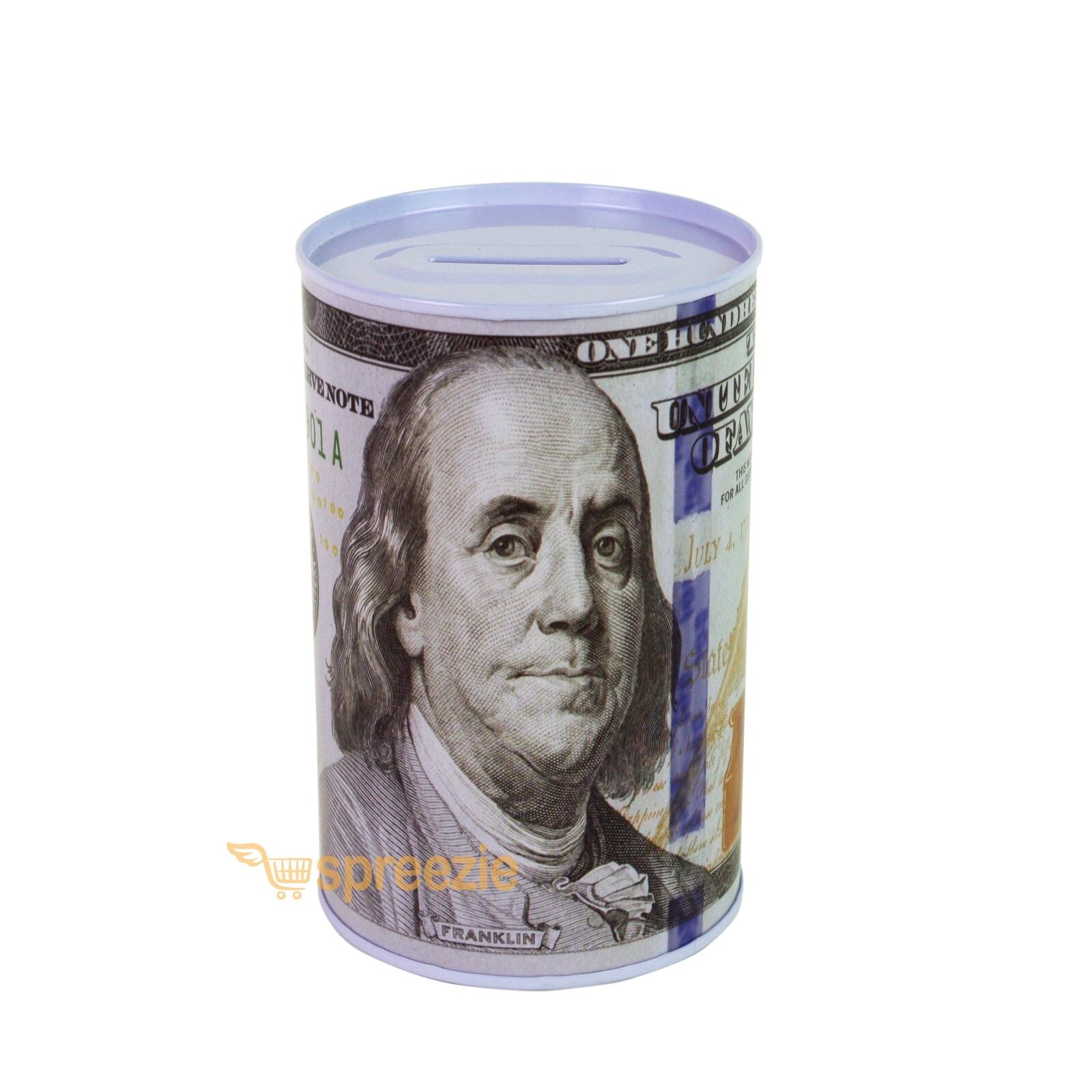 $100 Dollar Bill Piggy Bank Coin Storage Money Saving Can Benjamin Franklin 5