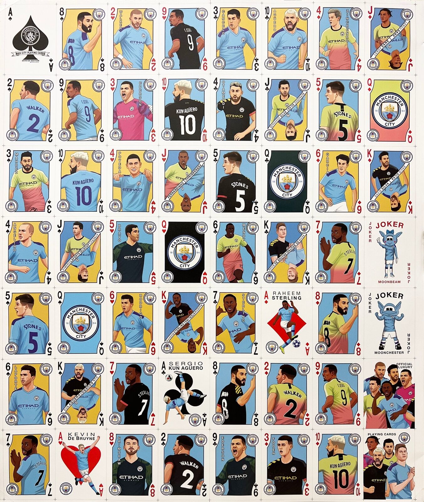 Manchester City Playing Cards Uncut Sheet
