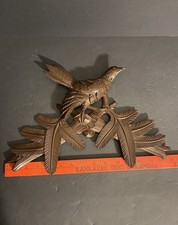 Large Vintage Black Forest Cuckoo Clock Top Crest Topper Wood Carved Bird 15