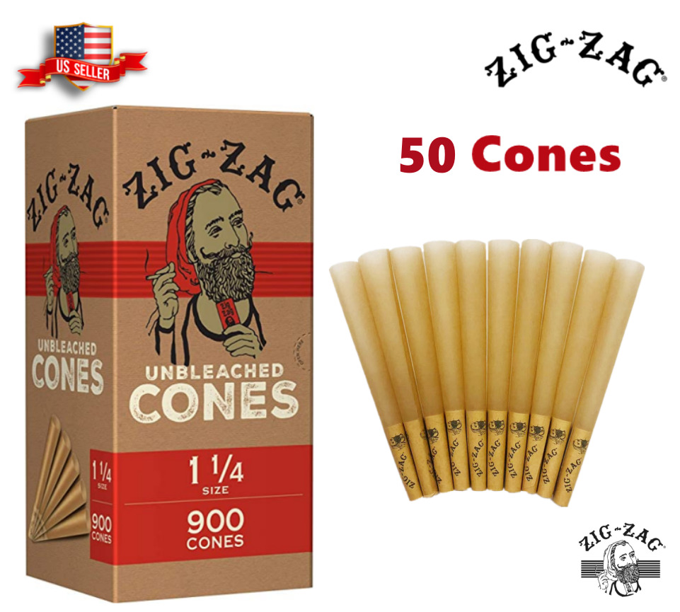 Zig-Zag® Unbleached Paper Cones 1 1/4 Size 50 Pack Fast Shipping