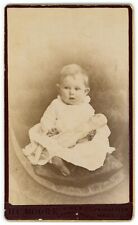 CIRCA Dec. 1885 Named Dated CDV Adorable Little Boy & Doll  Moore Springfield MA picture