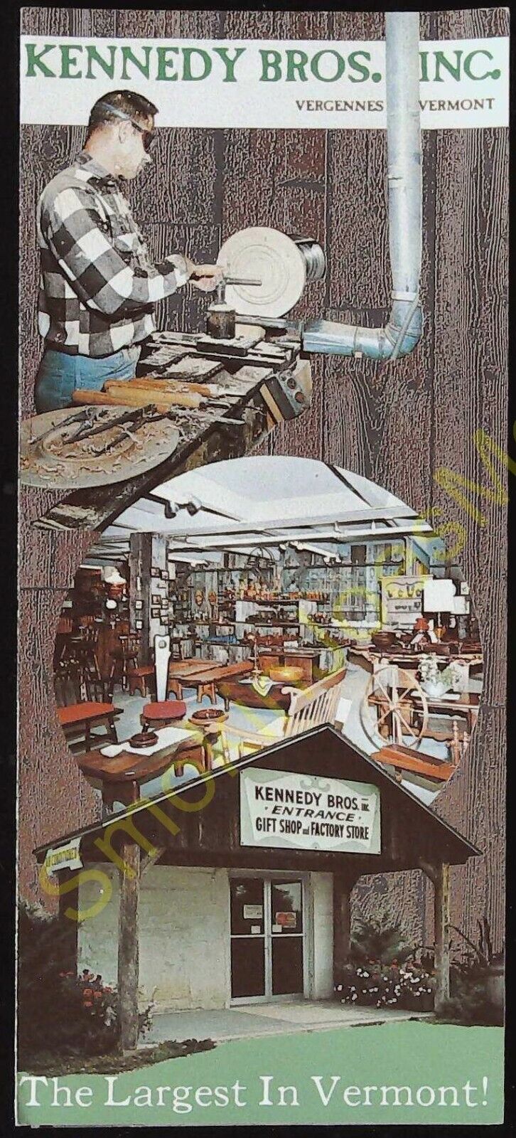 Kennedy Bros. Inc Gift Shop and Factory Store Vergennes Vermont Vintage Brochure