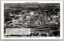 Greensboro North Carolina~Main Street Birdseye View~1950s B&W Postcard picture