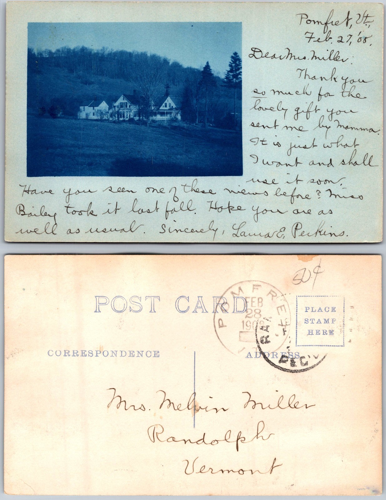 Pomfret VT House Postcard Pomfret VT House Postcard
