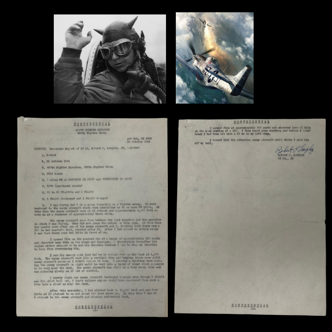 WWII 1944 CONFIDENTIAL Robert Longley (KIA) 365th Fighter Group FW-190 Report