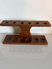 Vintage Pipe Rack Holder Mid-Century Fairfax Wooden displaying 6 Smoking Pipes picture