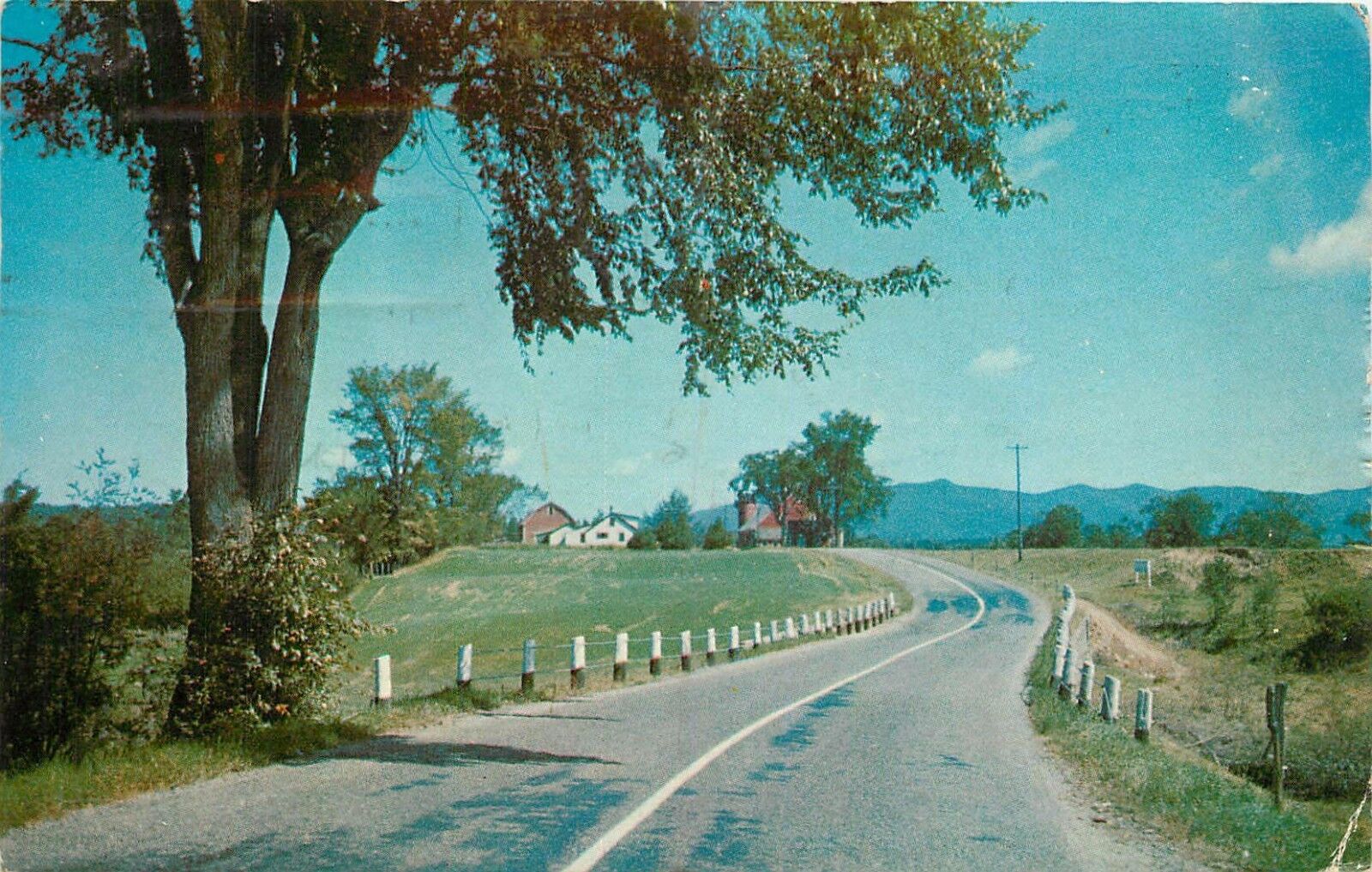 Greetings from Huntington Connecticut country road farm house pm 1964 Postcard