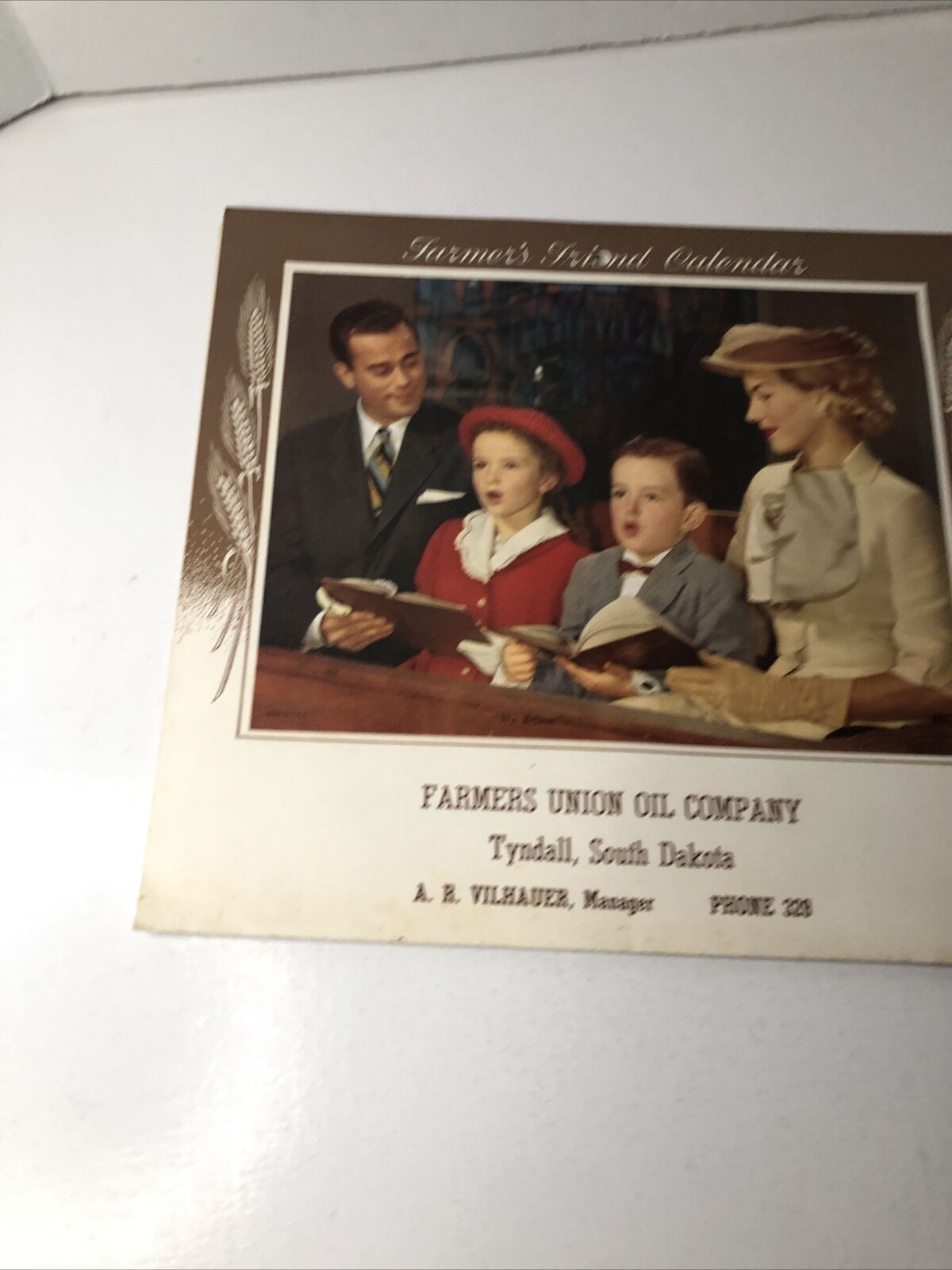 Vintage 1958 Farmers Union Oil Co. Tyndall, South Dakota Farm Record Calendar #3
