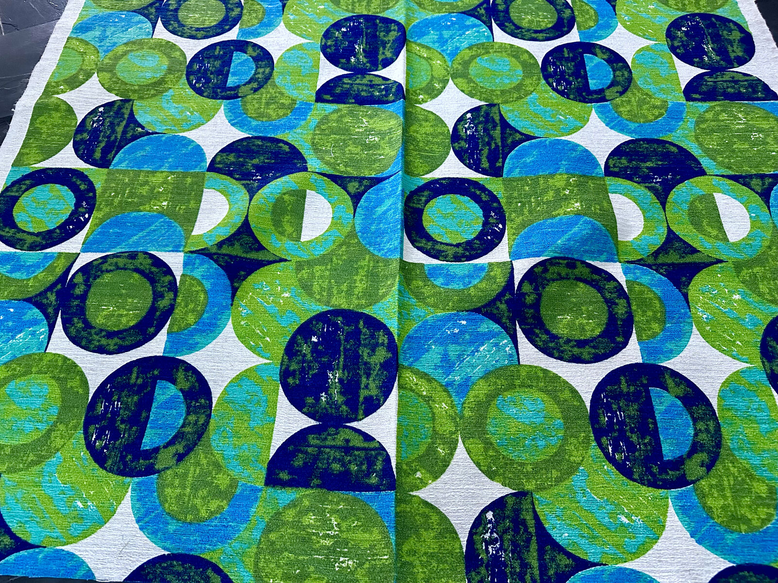 1960s Verner Panton Orb Geometric Danish MOD Barkcloth Vintage Fabric Upholstery