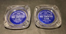 2 Gilbertville Hardwick MA VOX COUNTRY CLUB advertising ashtrays 4”NOS RRstation picture