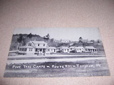 1930s PINE TREE CAMPS & GAS STATION, ROUTE 201, TOPSHAM, ME. ANTIQUE POSTCARD picture