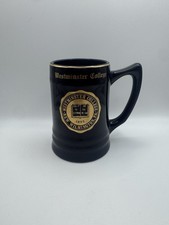 Vintage Westminster College PA Ceramic Stein Mug Blue w/Gold Trim W C Bunting picture