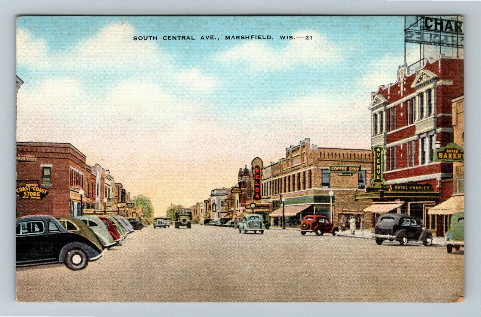 Marshfield WI- Wisconsin, South Central Avenue, Drive, Vintage Postcard