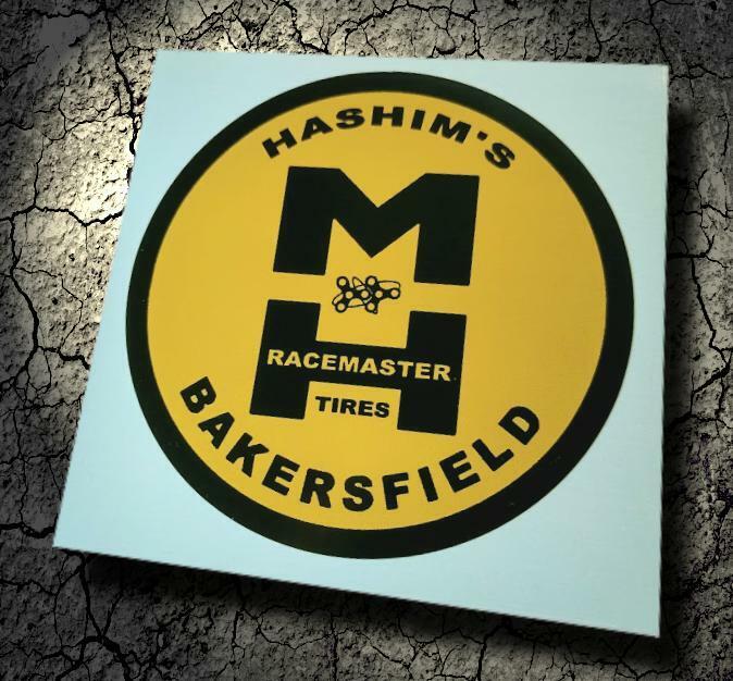 HASHIM'S / M&H RACEMASTER TIRES • Bakersfield CA • Vintage-Style Sticker • Decal