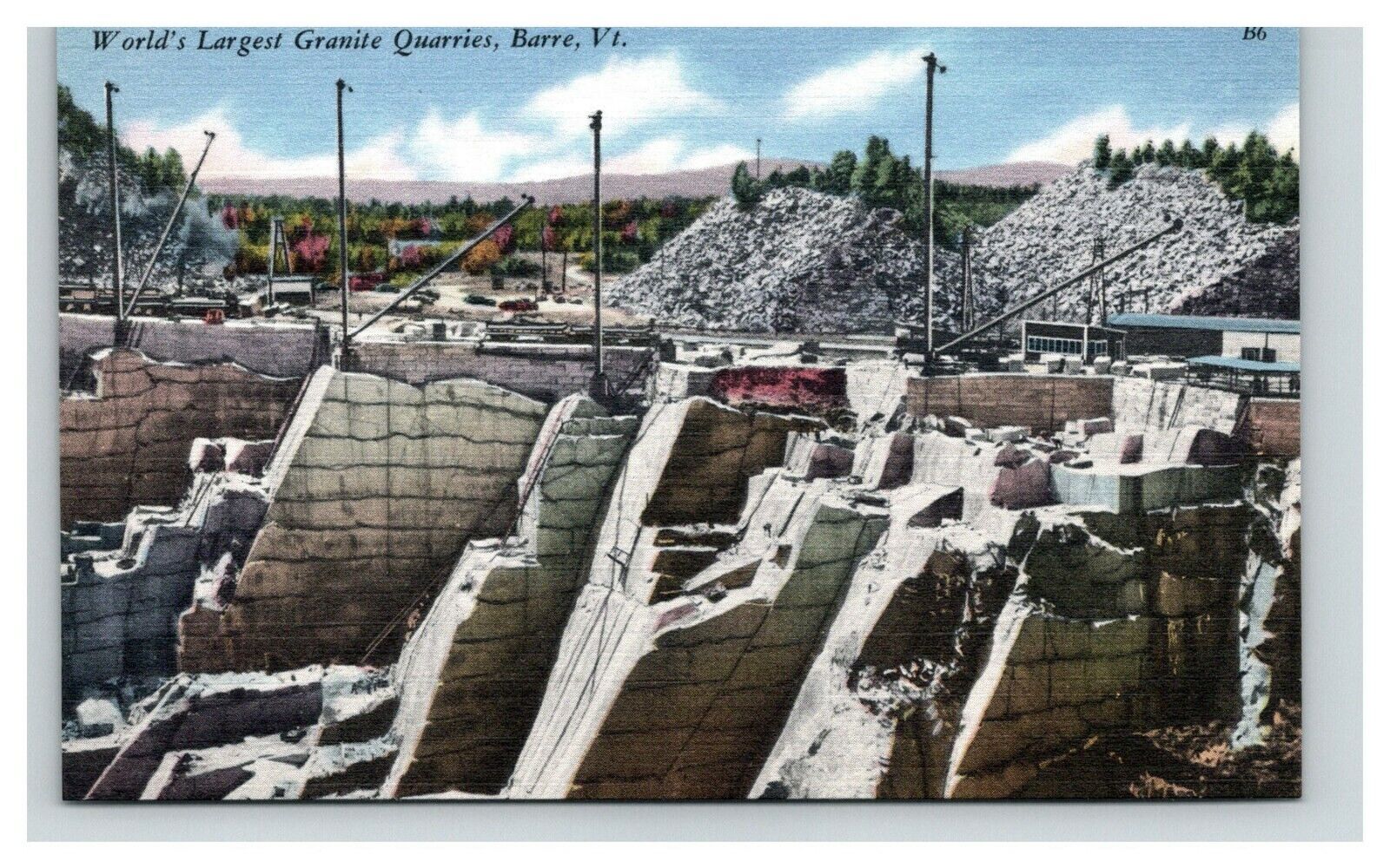Postcard Linen VT Rock of Ages Granite Quarry Stone View Barre Vermont