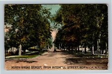 Norwich NY, North Broad Street, Mitchell Street Vintage New York c1916 Postcard picture