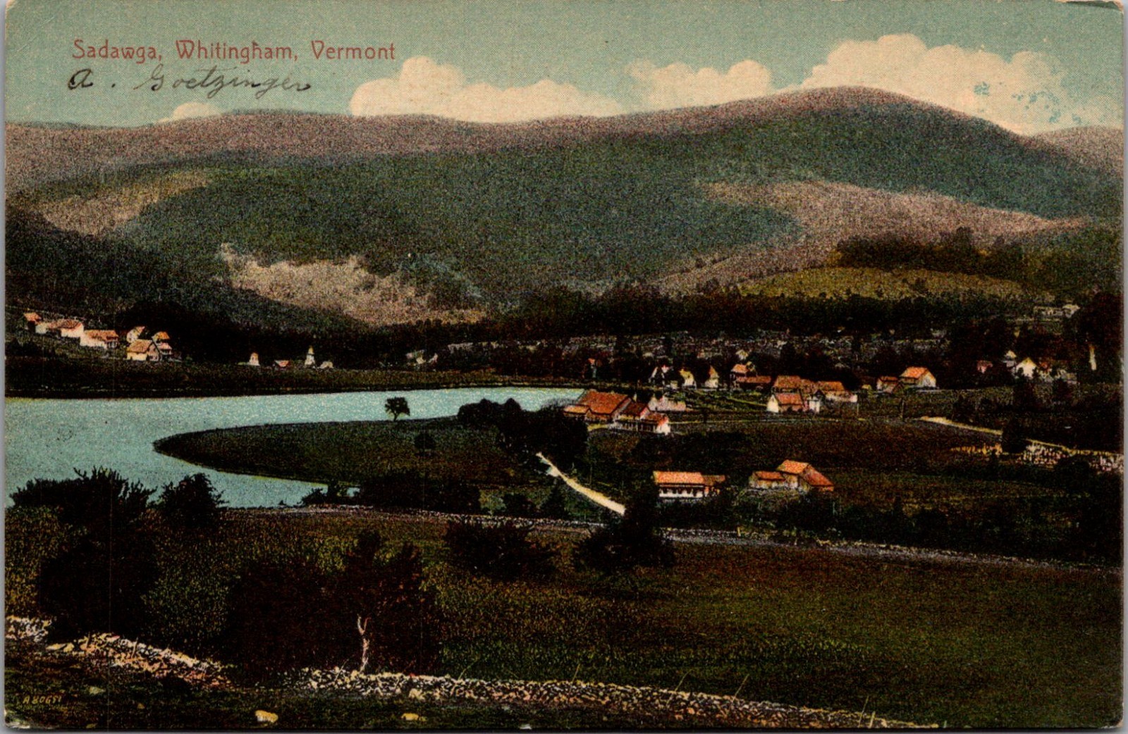 1907 Sadawga Whitingham Vermont Lake Mountain Village Germany Antique Postcard