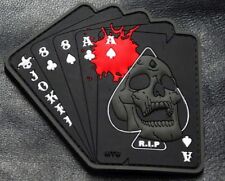 Ace Of Spade Dead Mans Hand Gothic Skull 3D PVC Rubber Patch (MTD8)  picture