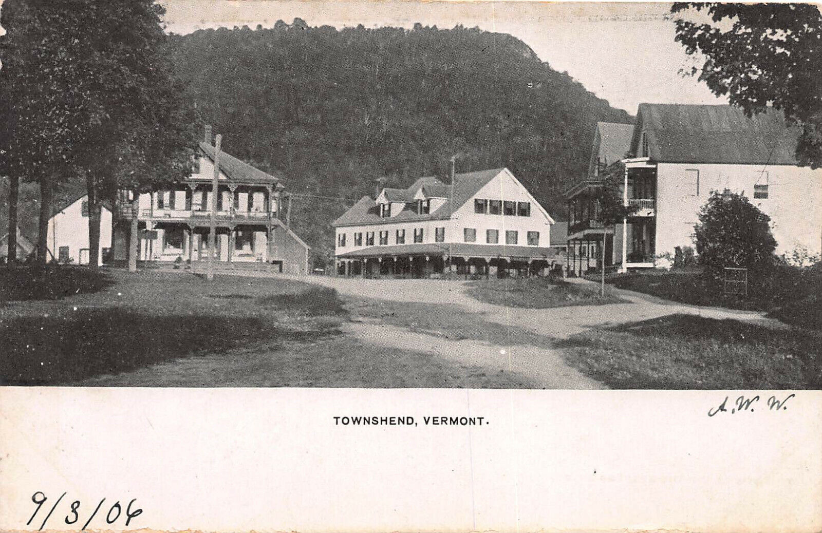 View of Townshend, Vermont, 1906 postcard, undivided back, unused