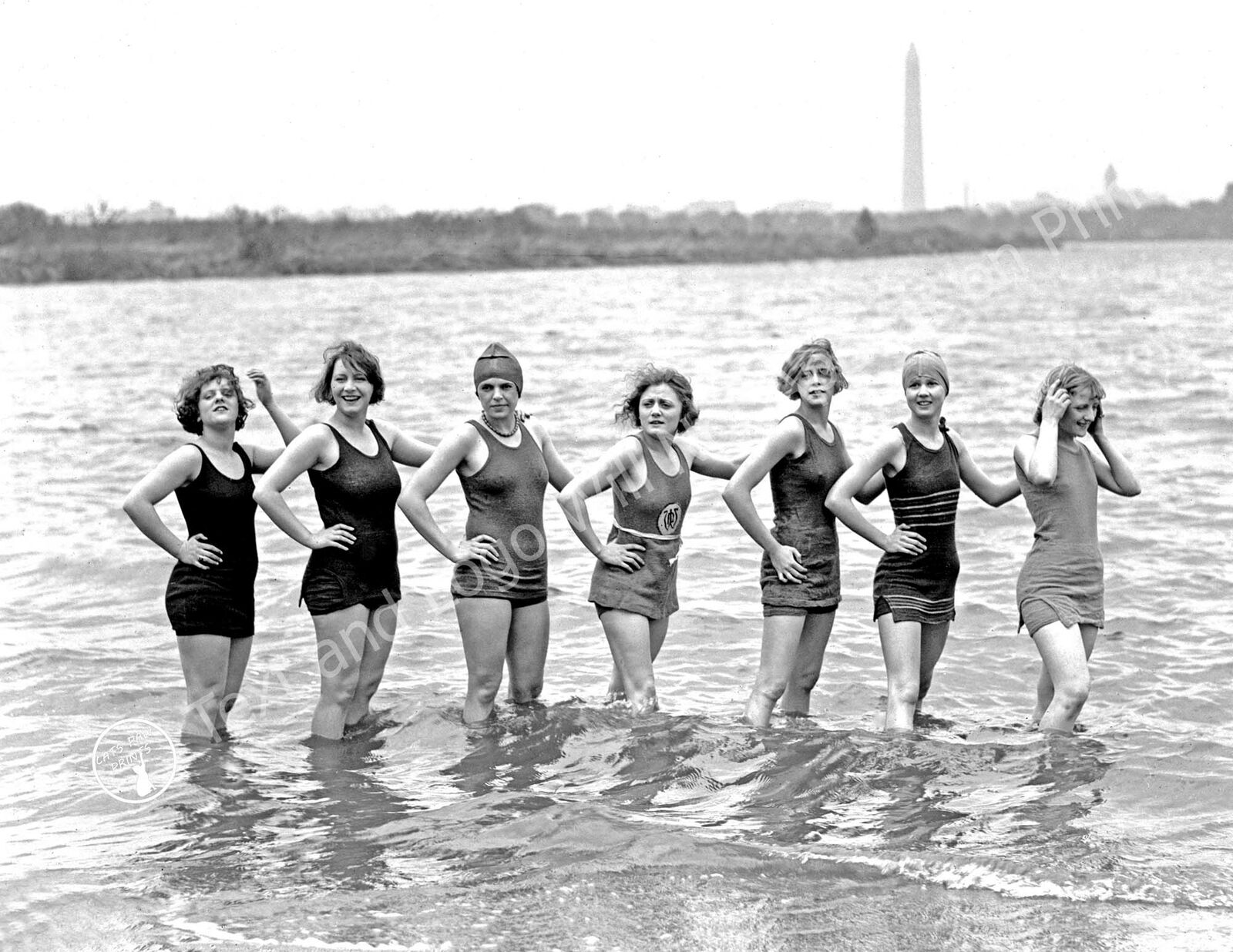 1921 Bathing Beauties on Arlington Beach Vintage Photograph 8.5\