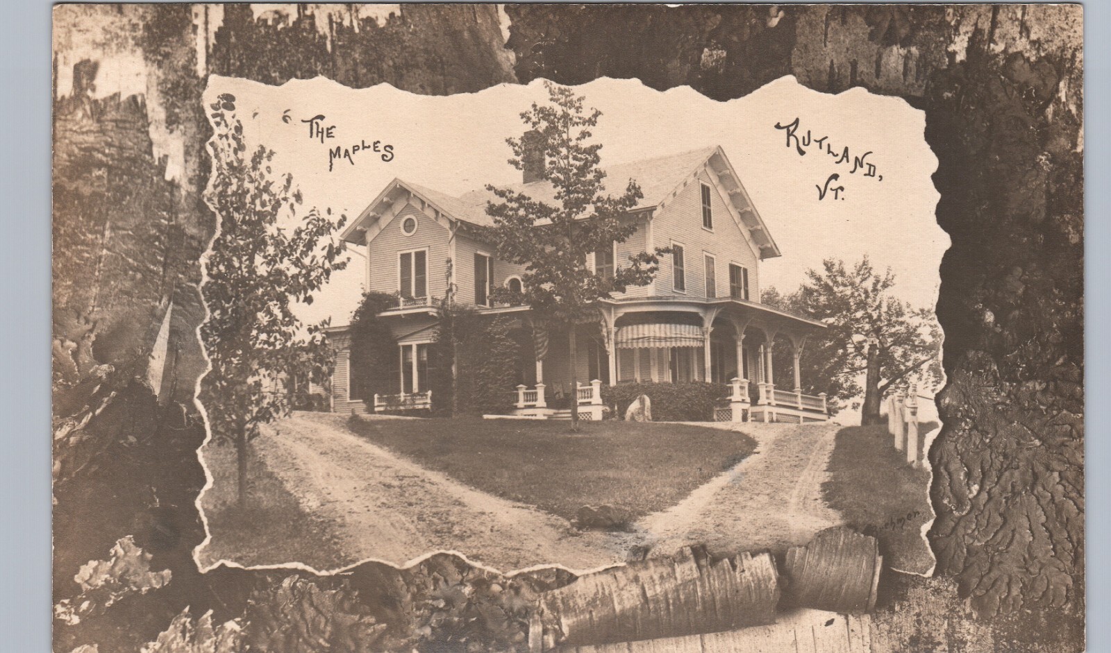THE MAPLES rutland vt real photo postcard rppc fine country home vermont history