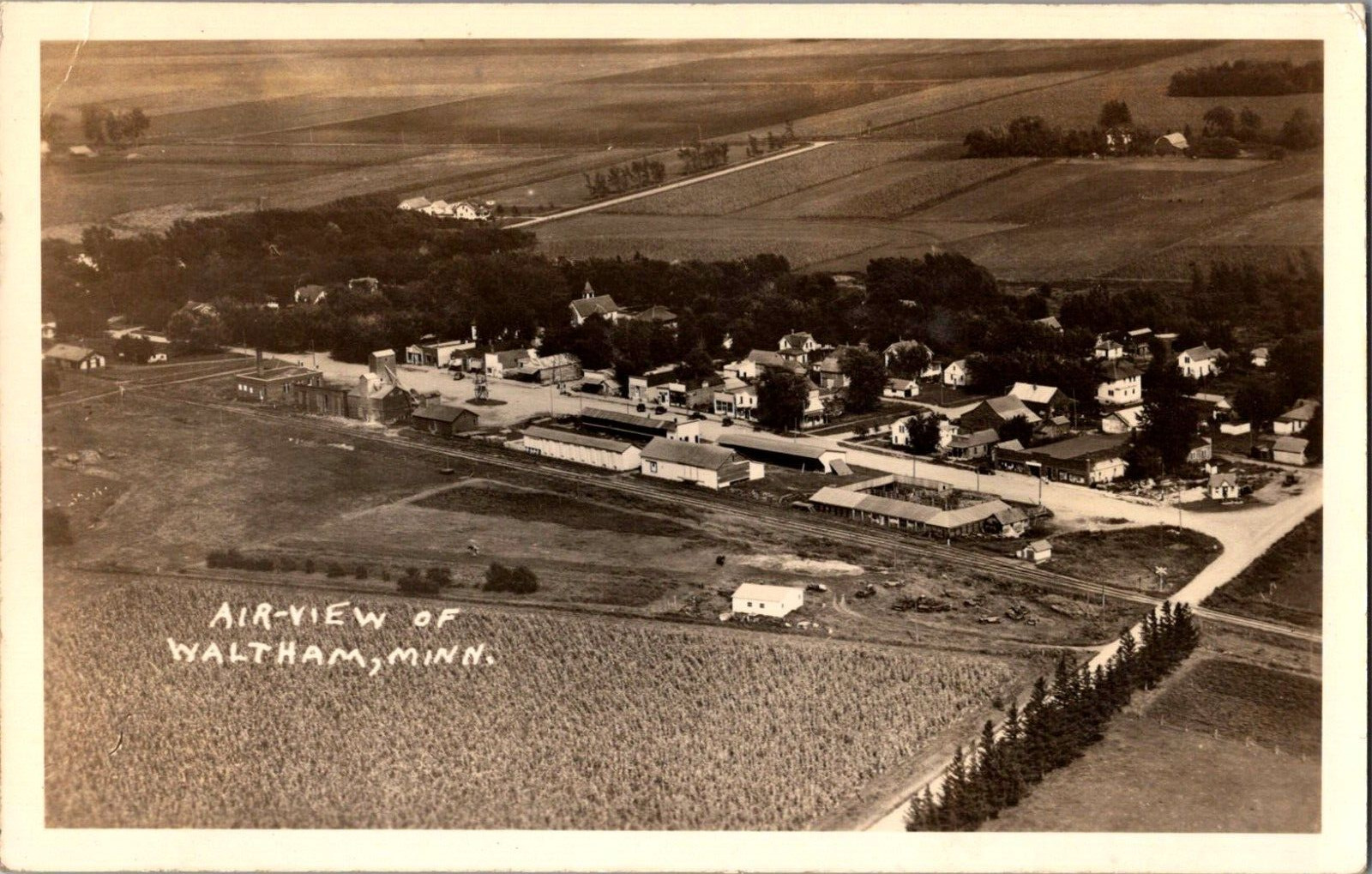 Postcard Air-View Waltham Minnesota RPPC Addressed But Unposted