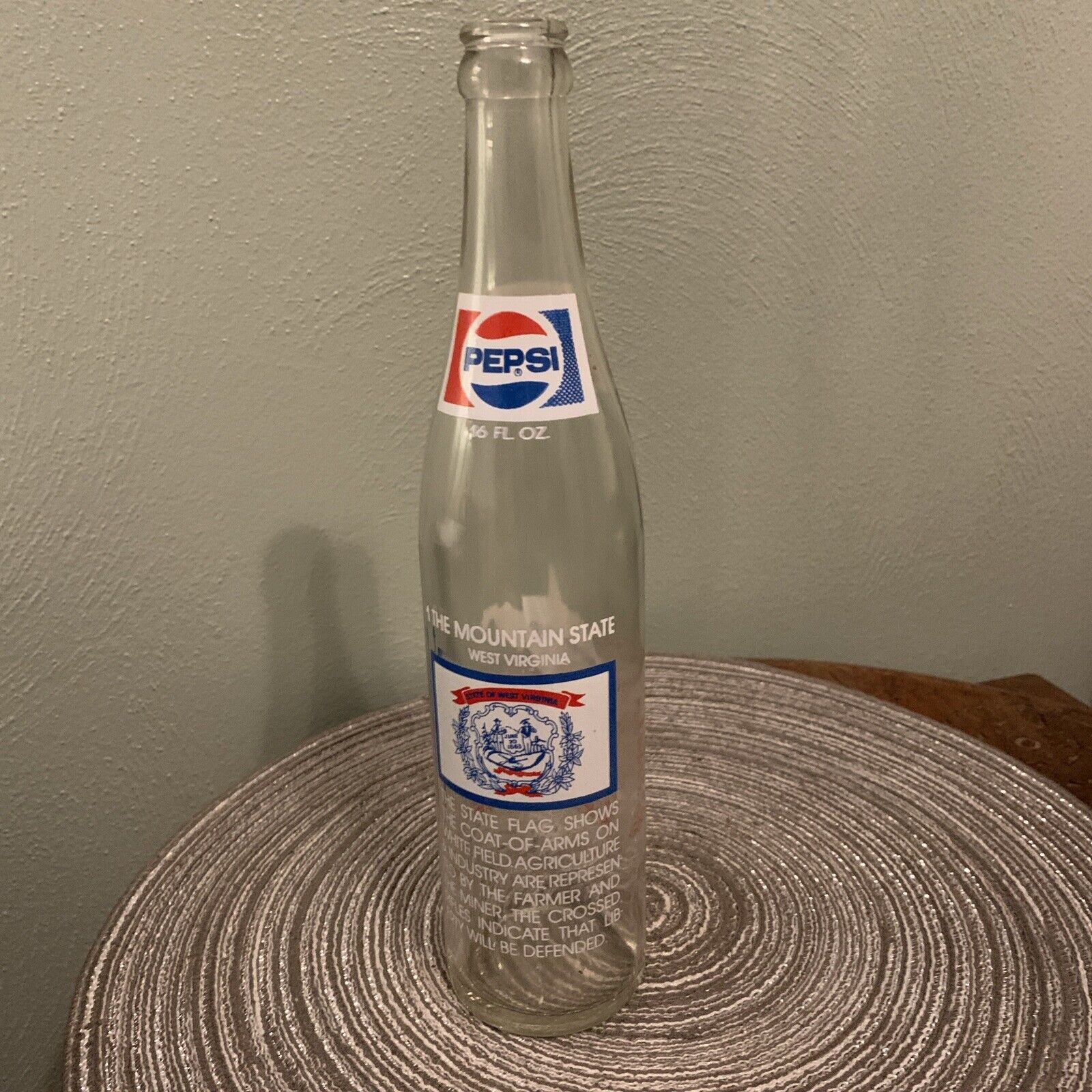 The Mountain State West Virginia Charleston 16 oz Pepsi Cola Bottle