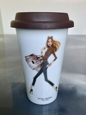 Henri Bendel New York Ceramic Travel Mug Tumbler With Lid Shopper Girl & Dog picture